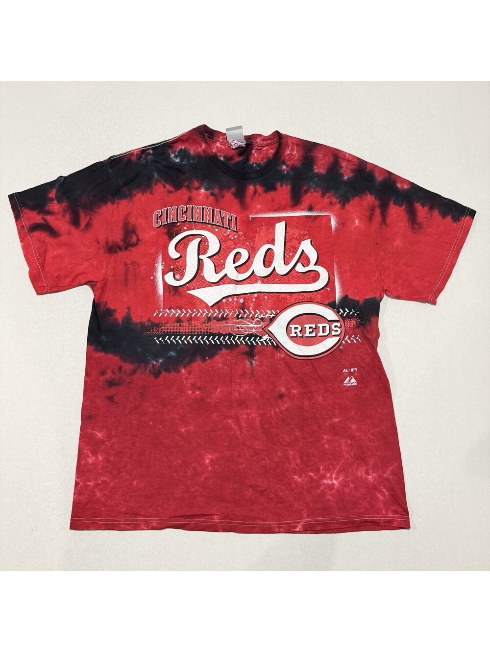Vintage MLB Cincinnati Reds Tie Dye Tee Shirt Size XL Majestic Men’s